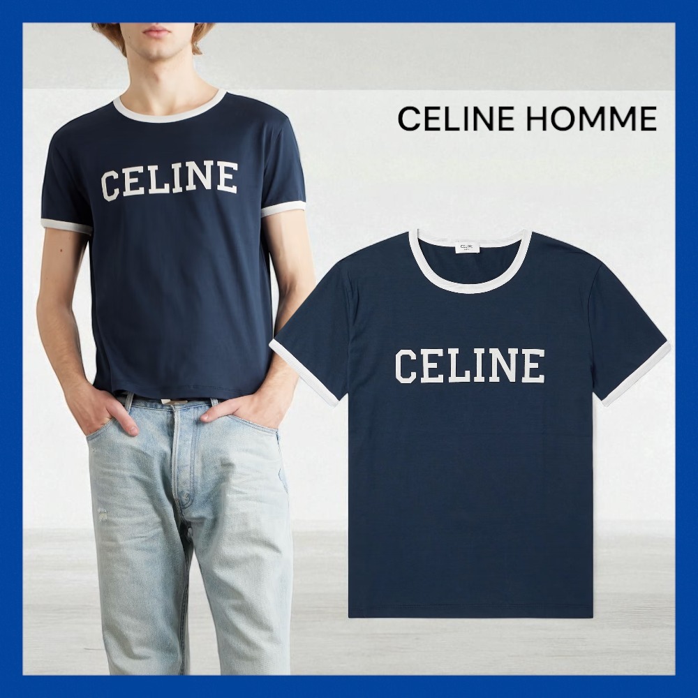 【CELINE HOMME】クロップド ロゴ コットンジャージー Tシャツ