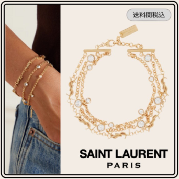 【Saint Laurent】ゴールドトーン クリスタル ブレスレット