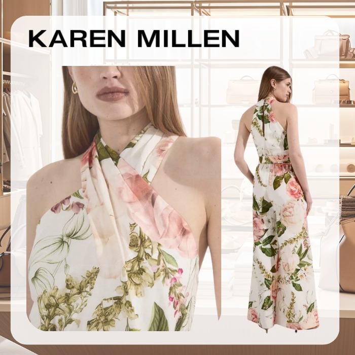 【Karen Millen】クロスフロント織りベルト付きジャンプスーツ