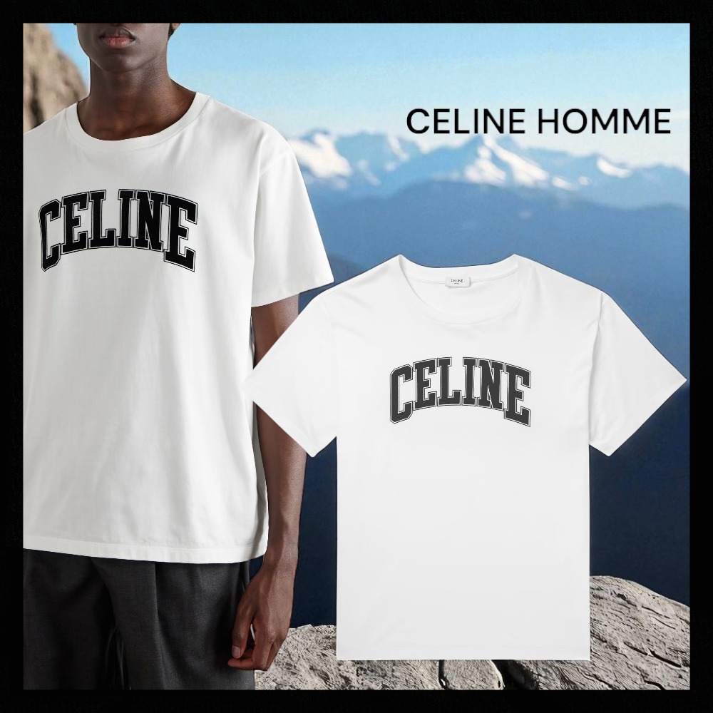 【CELINE HOMME】Logo-Flocked コットンジャージーTシャツ