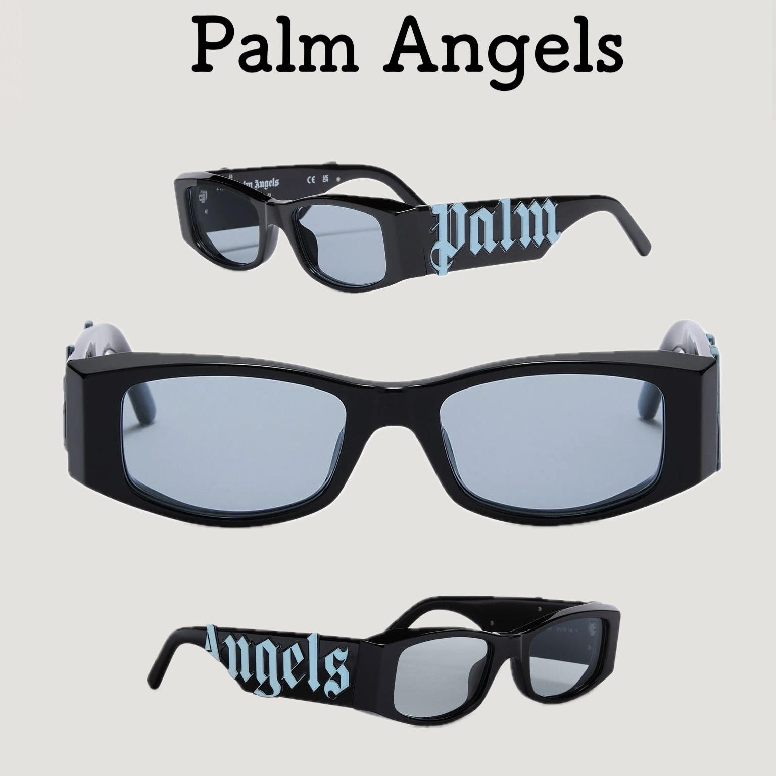人気★Palm Angels★Eyewear Angel サングラス ロゴ 男女兼用 青