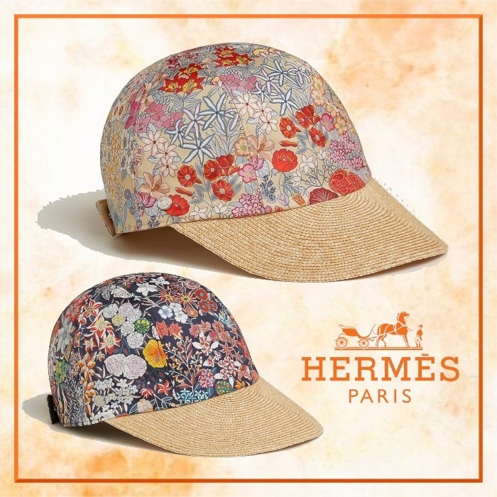 プラニフルールプリントが美しい\tHermes\tDavis Bloom キャップ