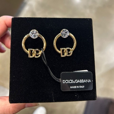 Dolce & Gabbana DGロゴ ラインストーン フープイヤリング