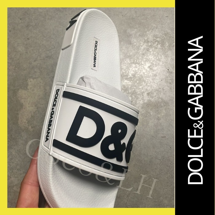 Dolce&Gabbana DGロゴ ホワイト ラバー スライド サンダル