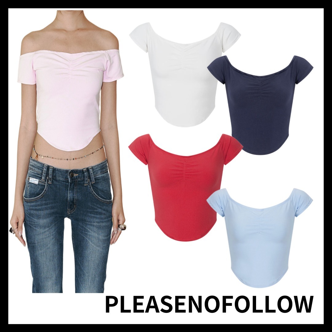 ★PLEASENOFOLLOW★ Abel Shirring Off-shoulder Top 5color