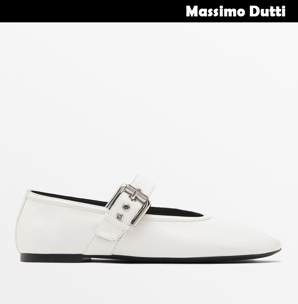 Massimo Dutti ●バックルディテール ソフトバレリーナシューズ