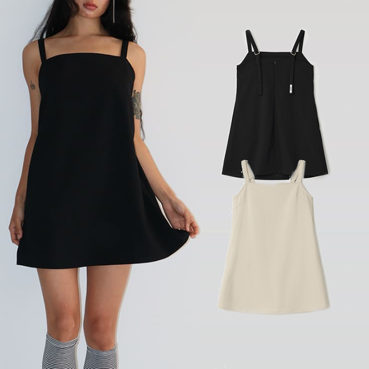 ワンピース RONORN SQUARE SUSPENDER DRESS 5BKK063