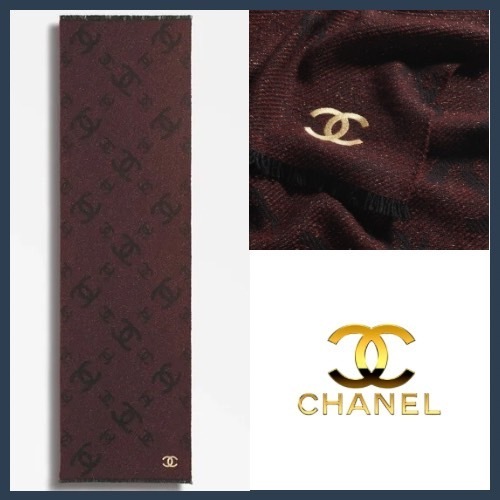 【ラメが華やか♪】CHANEL カシミヤ混ロングスカーフ