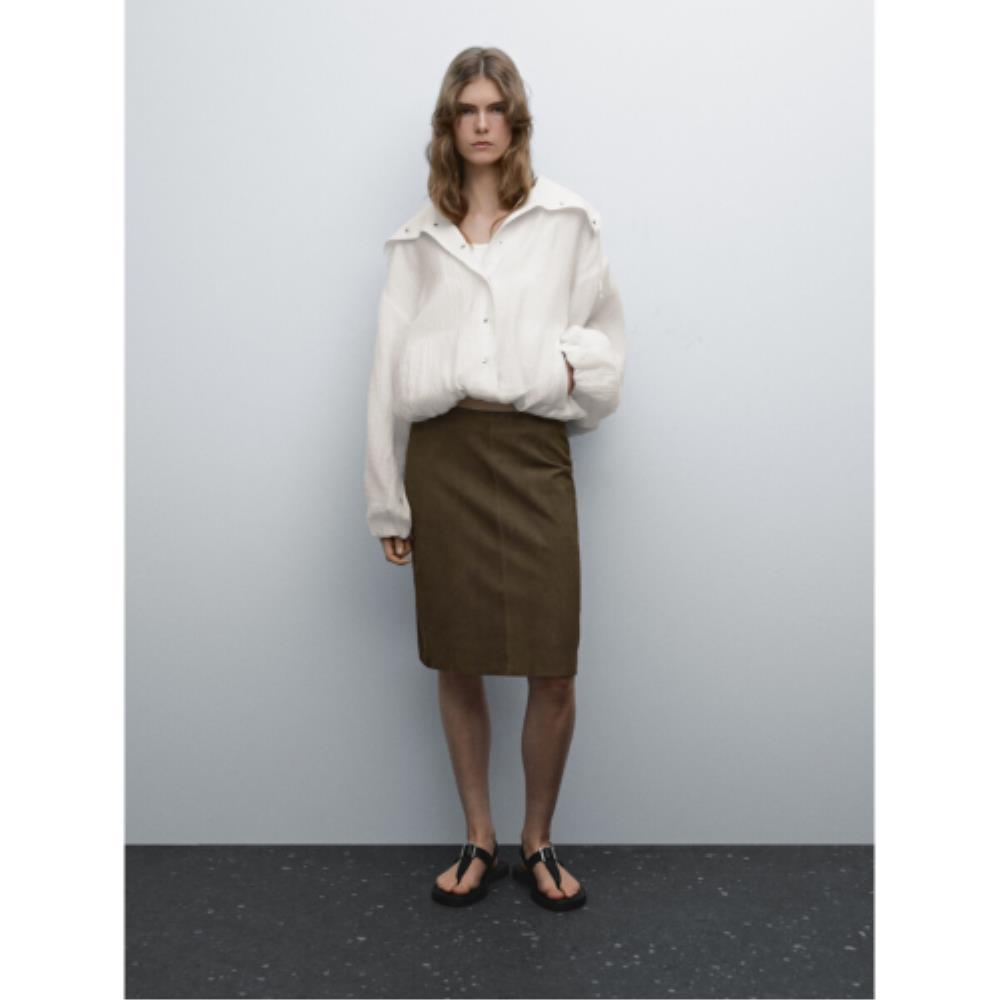 ◆Massimo Dutti◆ Suede leather midi skirt