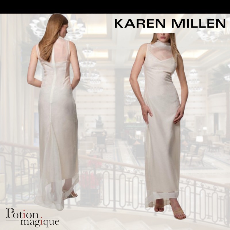 ★Karen Millen★デジタルオフィーリアオーガンジーマキシドレス