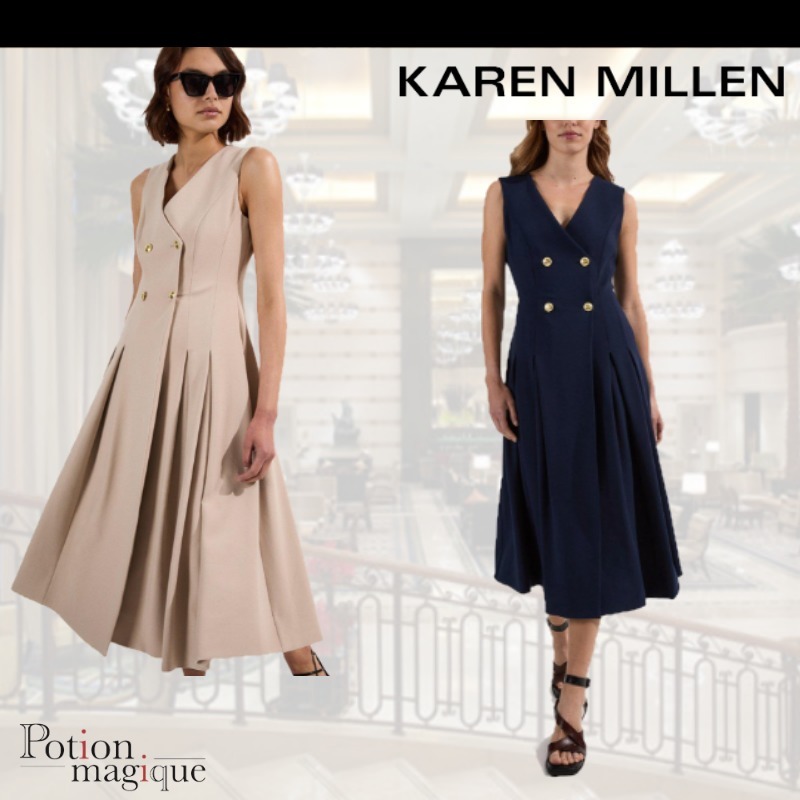 ★Karen Millen★ フルスカートボタンフロントテーラードドレス