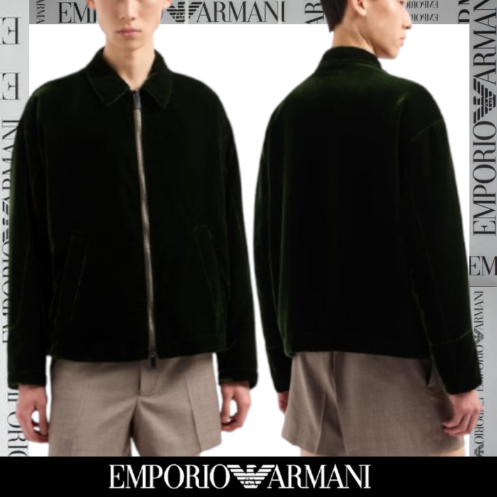 EMPORIO ARMANI▼ベルベット ブルゾン キュプロ ジャケット