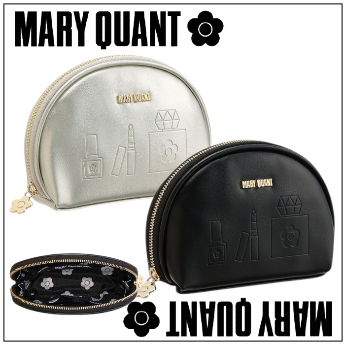 2-5日着 MARY QUANT エンボスコスメモチーフ ラウンドポーチ