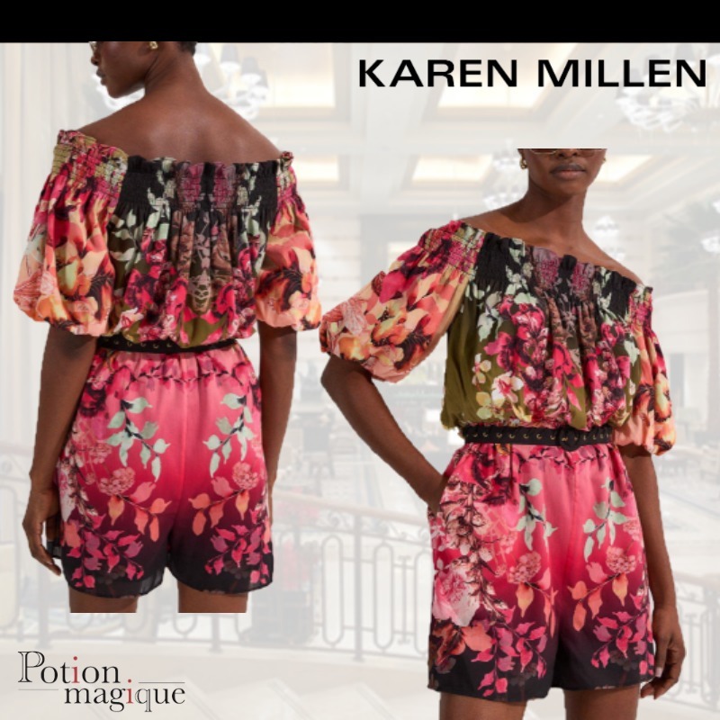 ★Karen Millen★ ボイルミラーフローラル バルドープレイスーツ