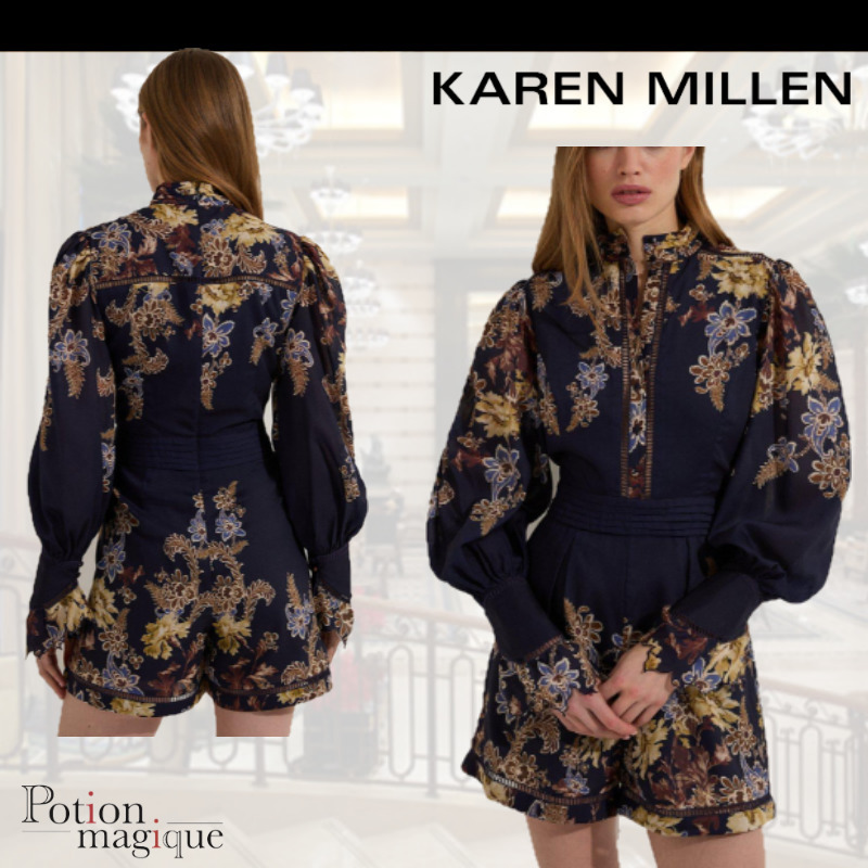 ★Karen Millen★ボイルフローラルボーダーウーブンプレイスーツ