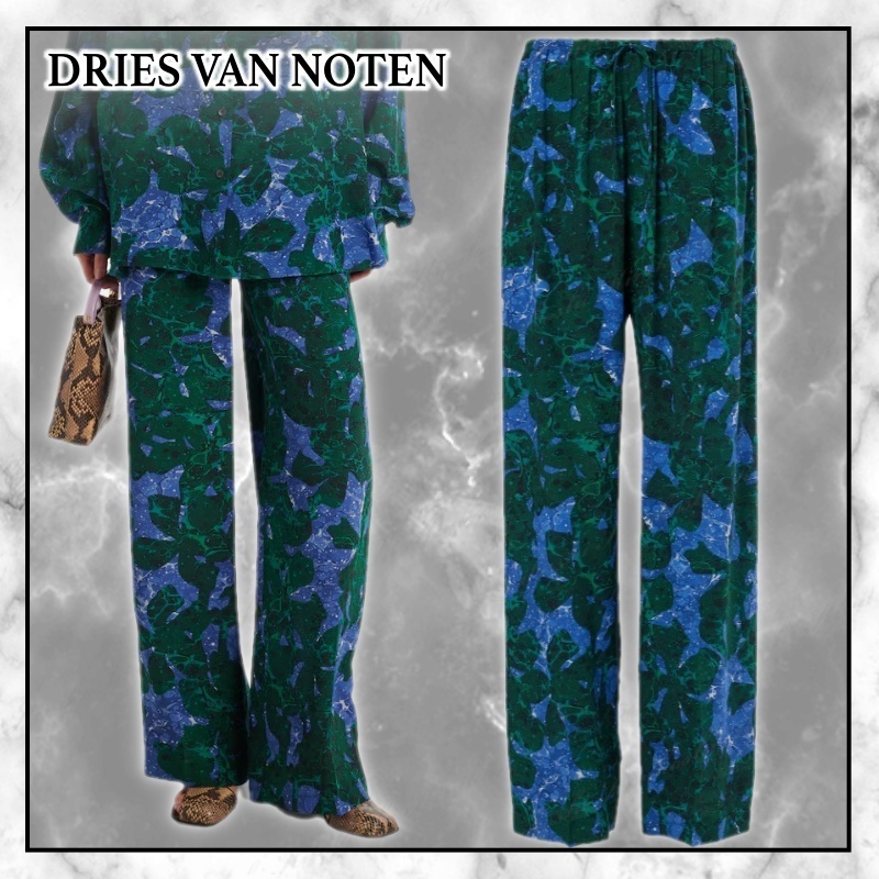 ◆Dries Van Noten 最新作◆花柄 シルク ストレートパンツ◆