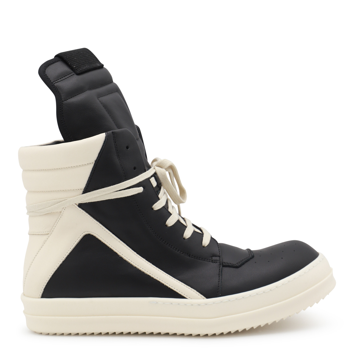 ★関税込み★ RICK OWENS BLACK LEATHER GEOBASKET SNEAKERS