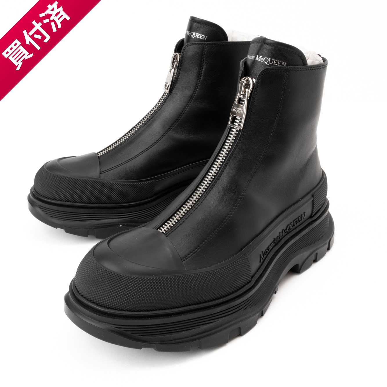 【国内即発】ALEXANDER MCQUEEN Tread Slick レザーZIPブーツ