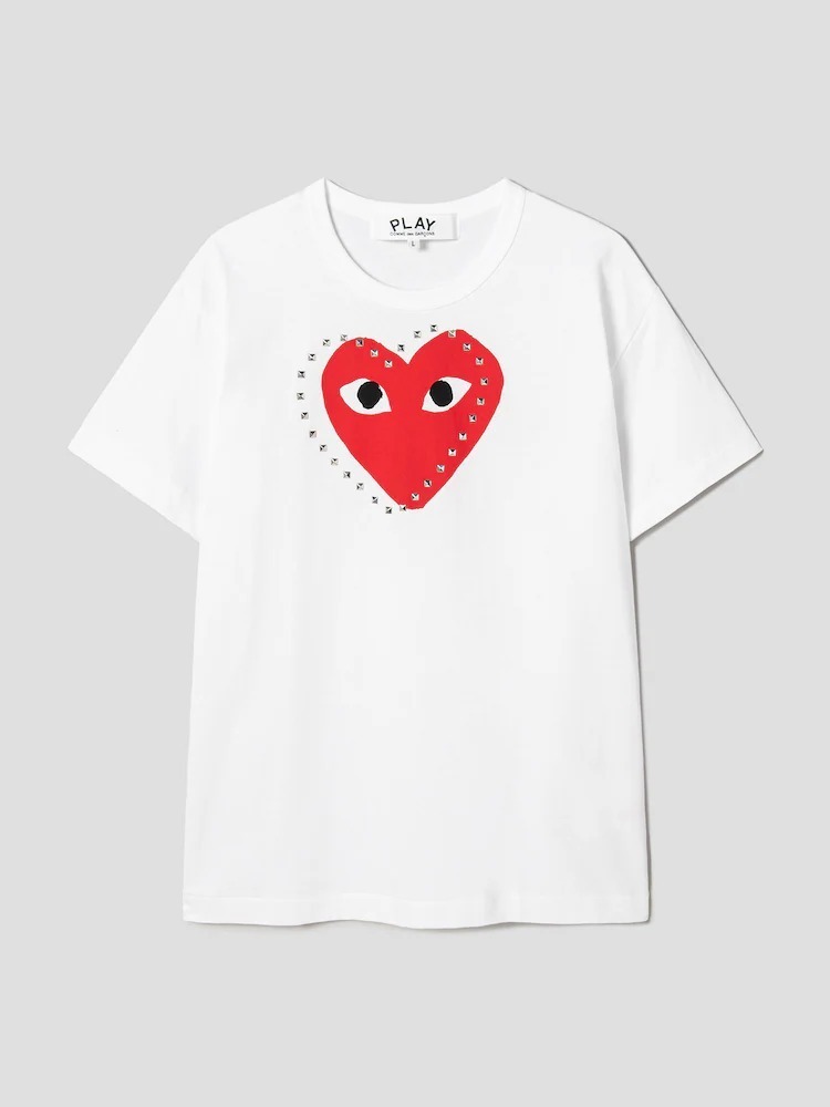 ★PLAY CDG★ レッドハート スタッズTシャツ ホワイト 男女兼用