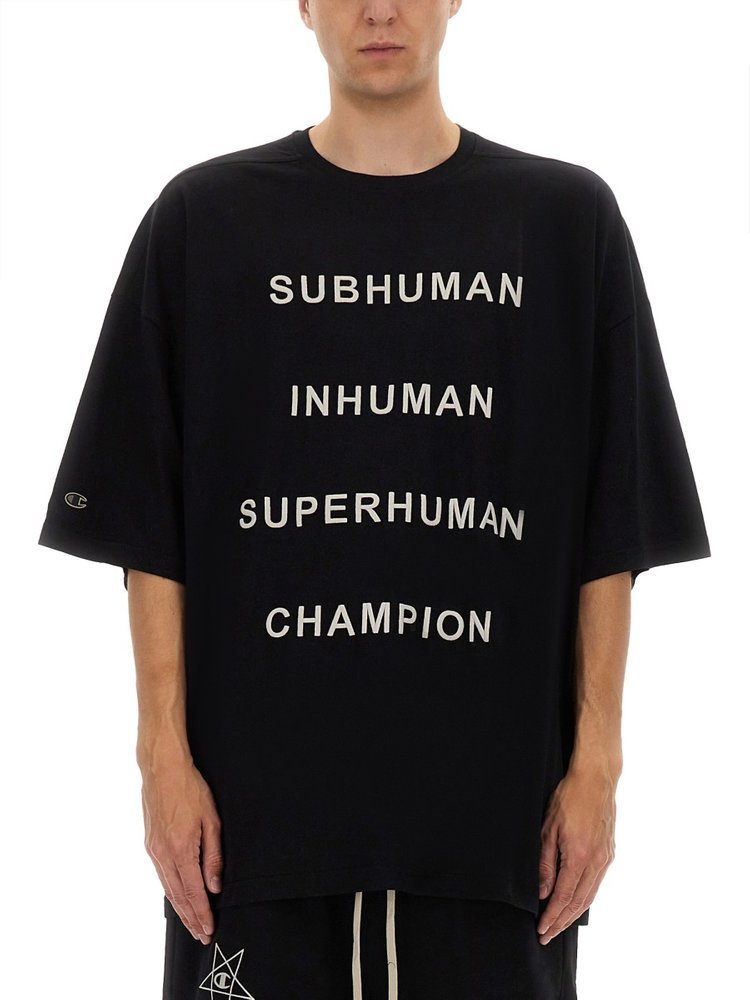RICK OWENS チャンヒオン テキスト フリント クルネック Tシャツ