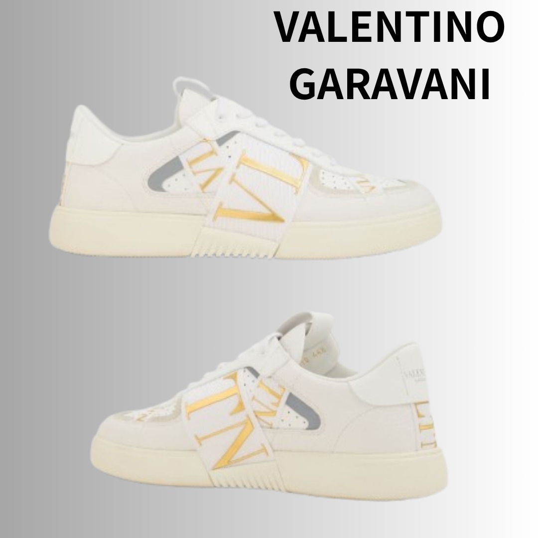VALENTINO GARAVANI VLTN スムース&ペブル加工レザー スニーカー