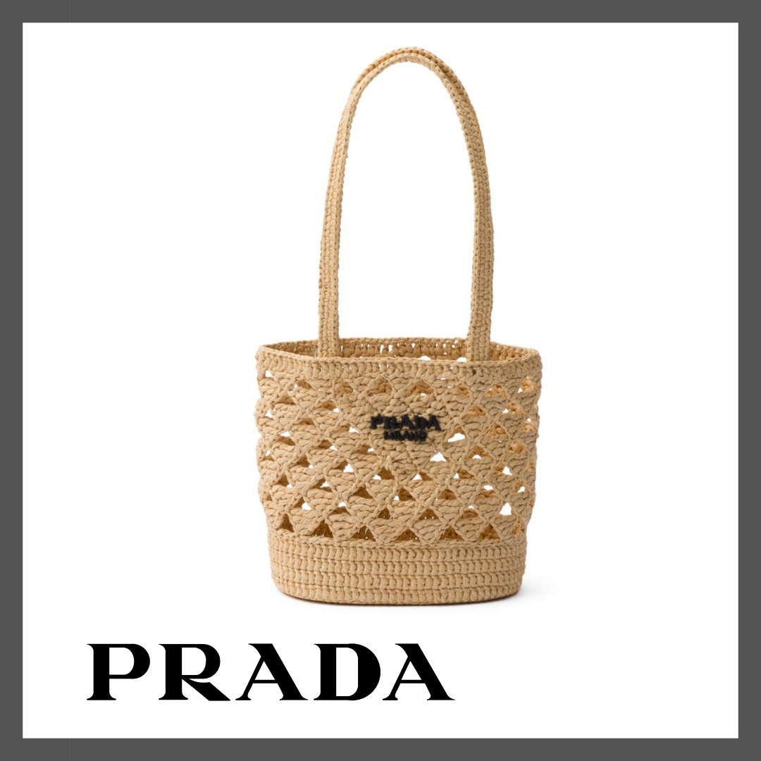 関税込！【PRADA】Straw Handbag