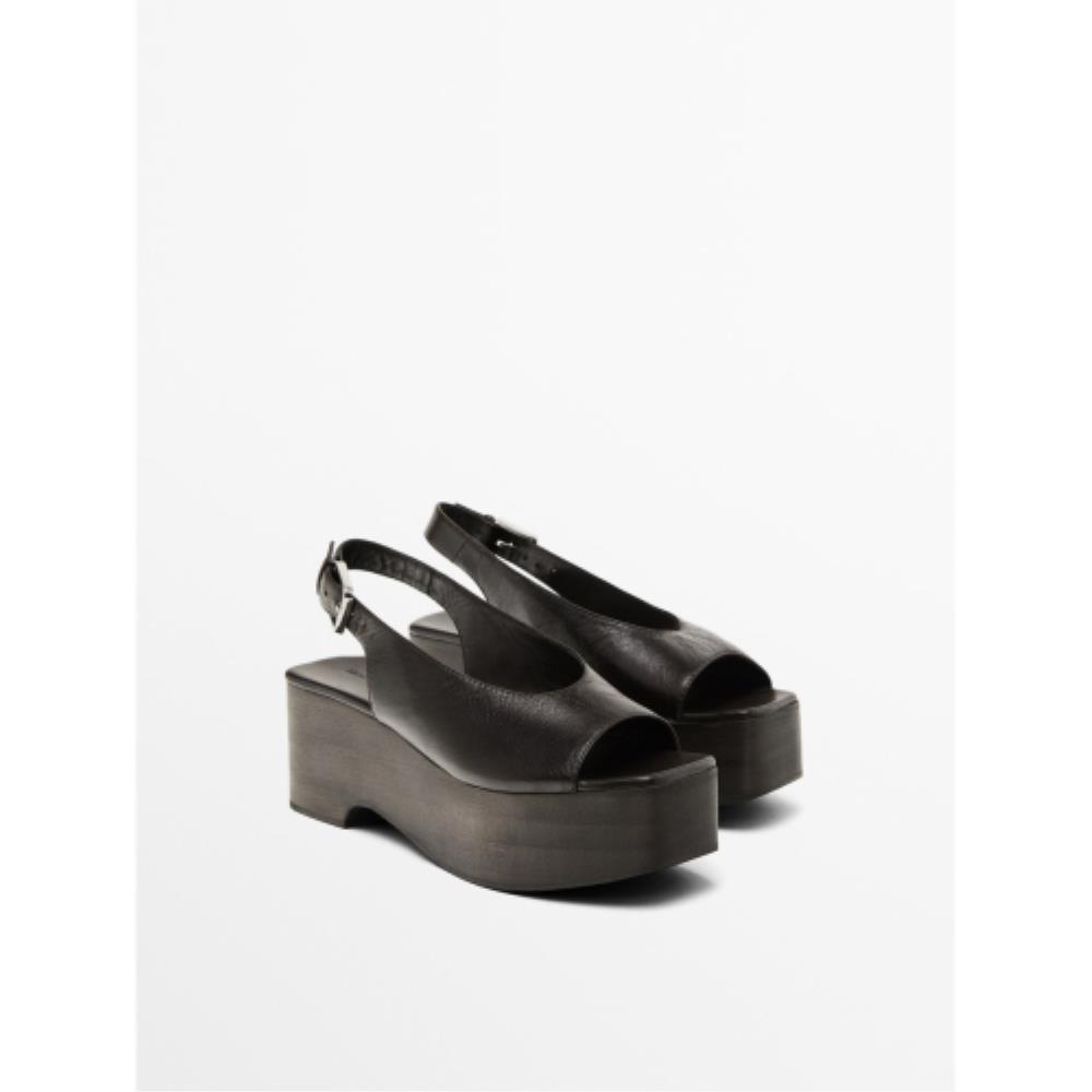 ★ Massimo Dutti★ Wood wedge mule sandals 11643550700