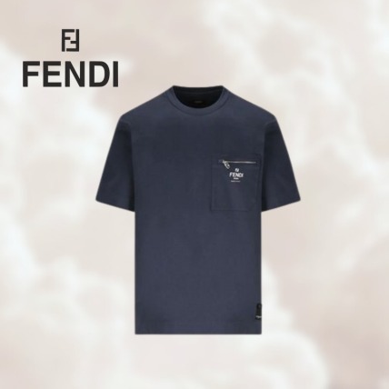 [FENDI] ネイビーブルーコットン Tシャツ