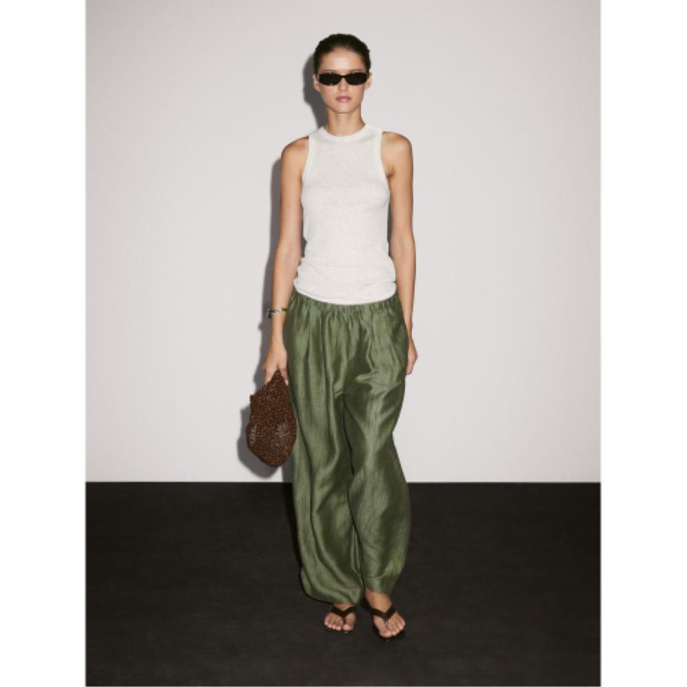 ★ Massimo Dutti★ Straight fit flowing linen blend pants 0