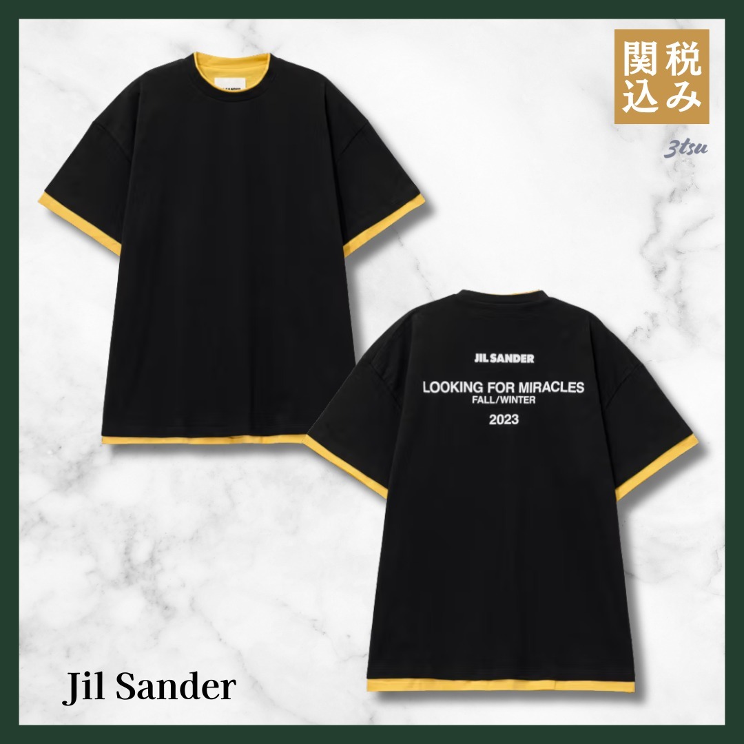 Jil sander★ダブルレイヤー Tシャツ ブラック 半袖 トップス