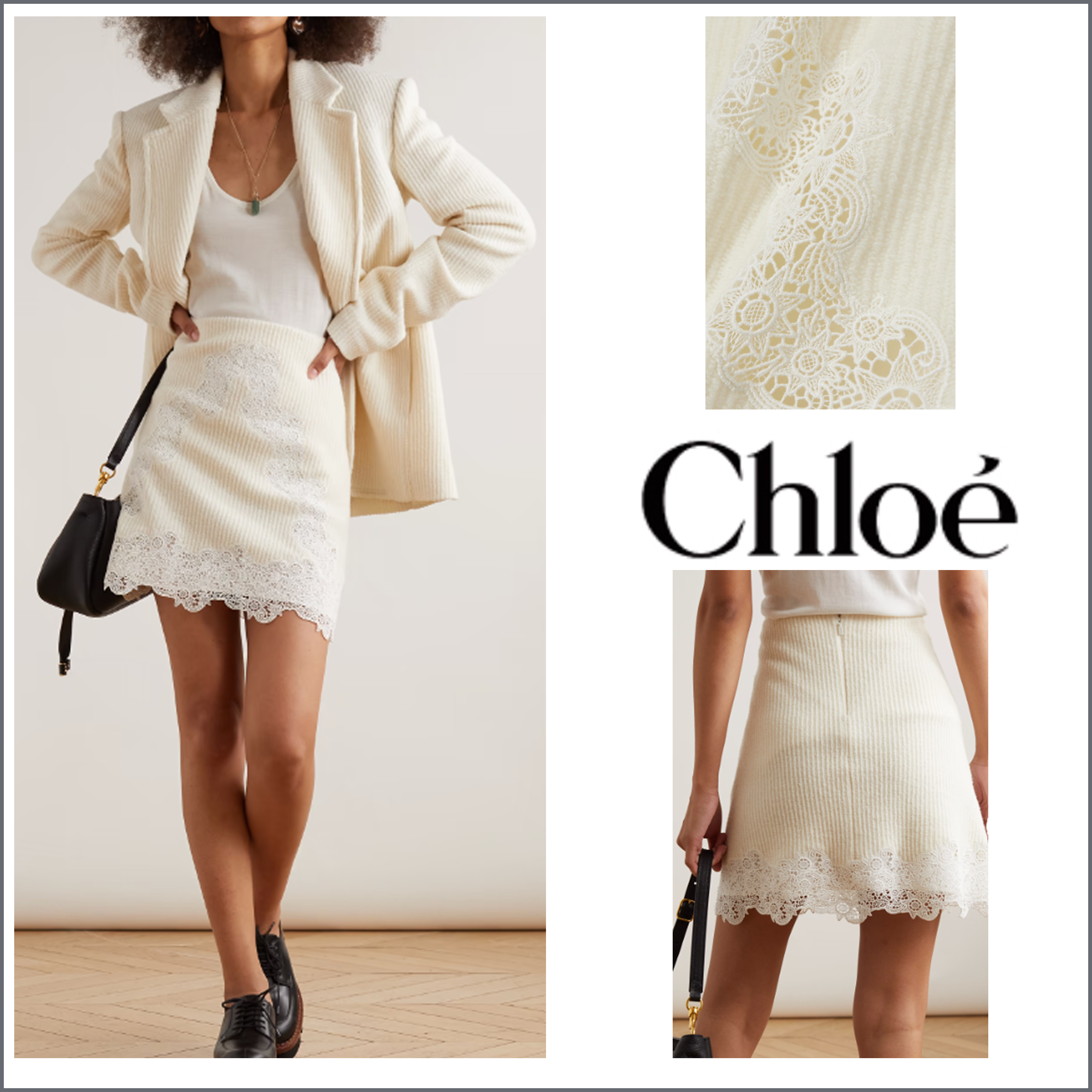 大幅値下げ【CHLOE】 ウール リブニット ミニスカート