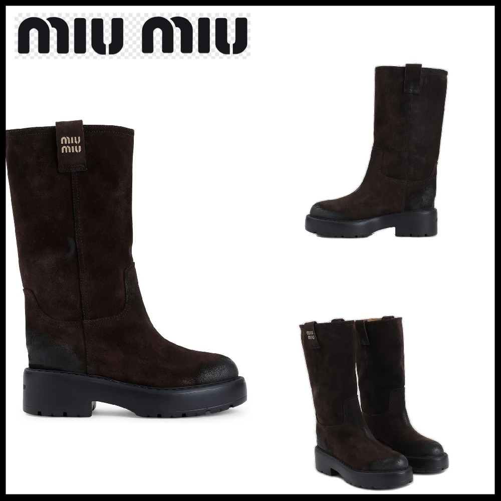 【MiuMiu】ラウンドトゥ スリッポン ブーツ
