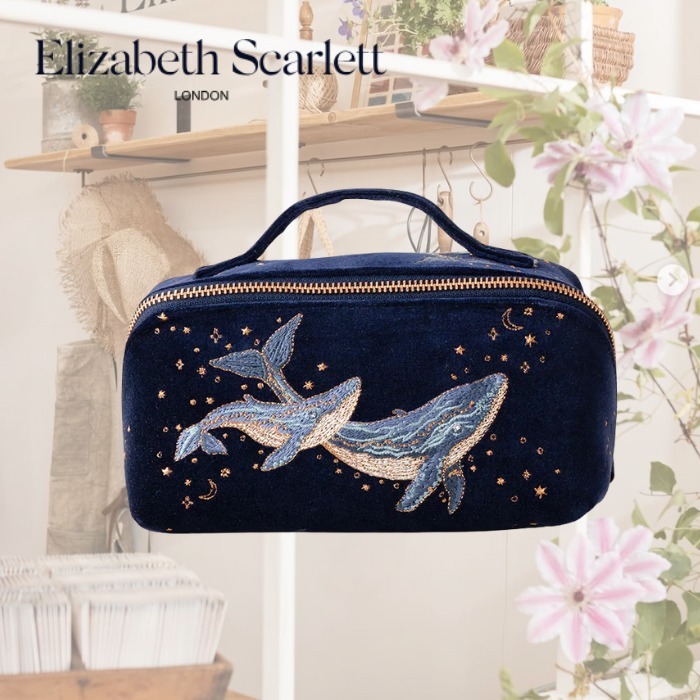 【送料関税込】Elizabeth Scarlett/ Whale Open Flat Makeup Bag