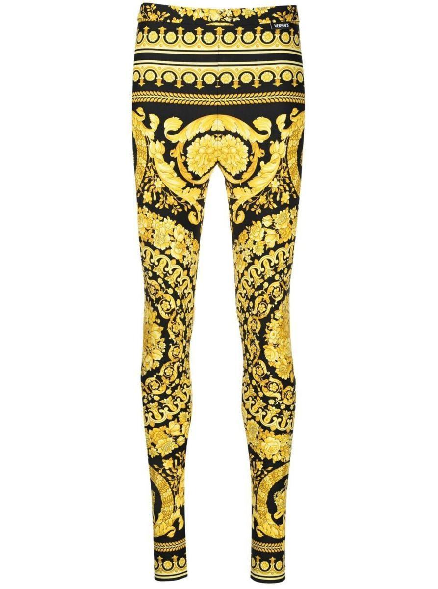 【関税＆送料込み】Gold And Black Stretch Fabric Leggings W
