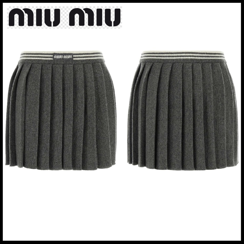 【MiuMiu】プリーツニットミニスカート