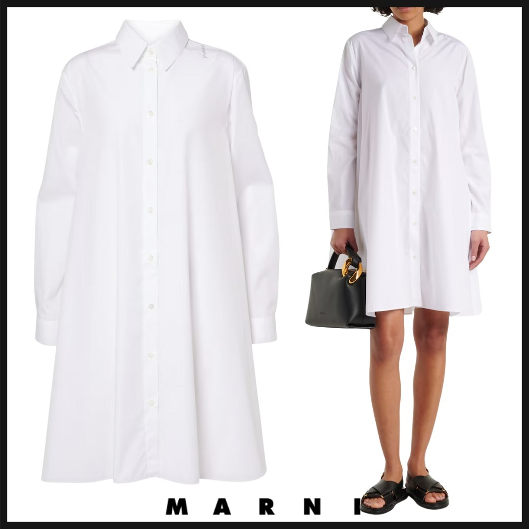 【Marni】コットン ミディシャツワンピース
