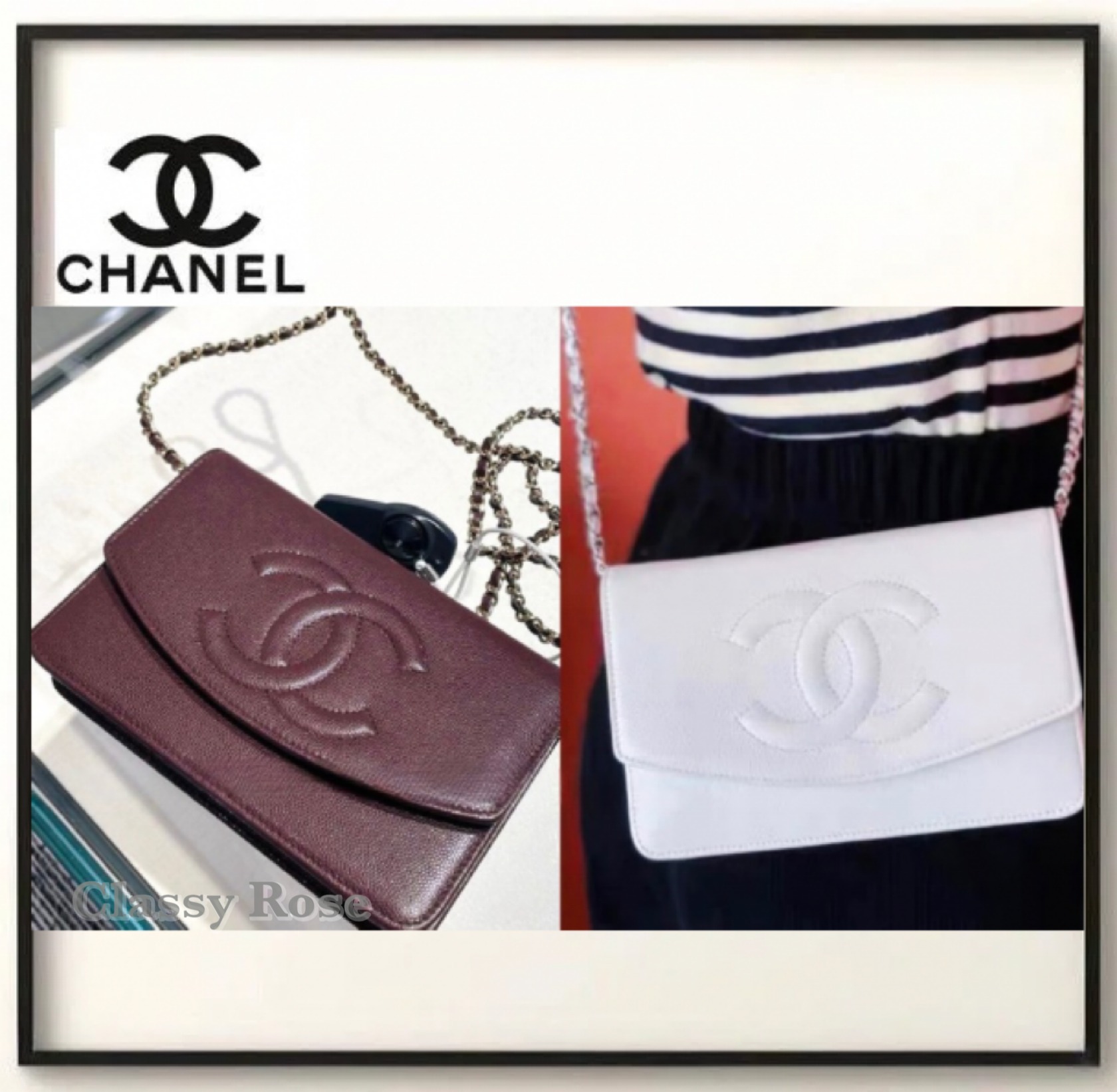 【CHANEL】上品CCのシンプルチェーンウォレット キャビアスキン