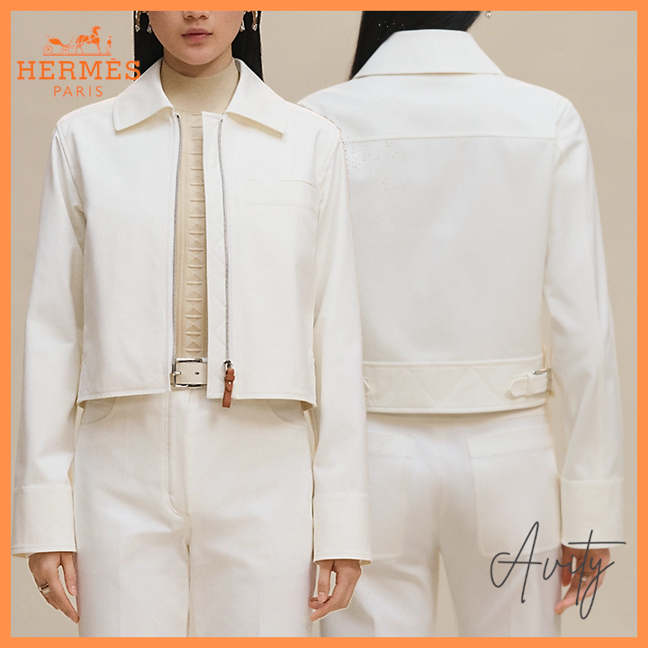 シルエットが美しい♪ HERMES《ジャケット》ストレッチコットン