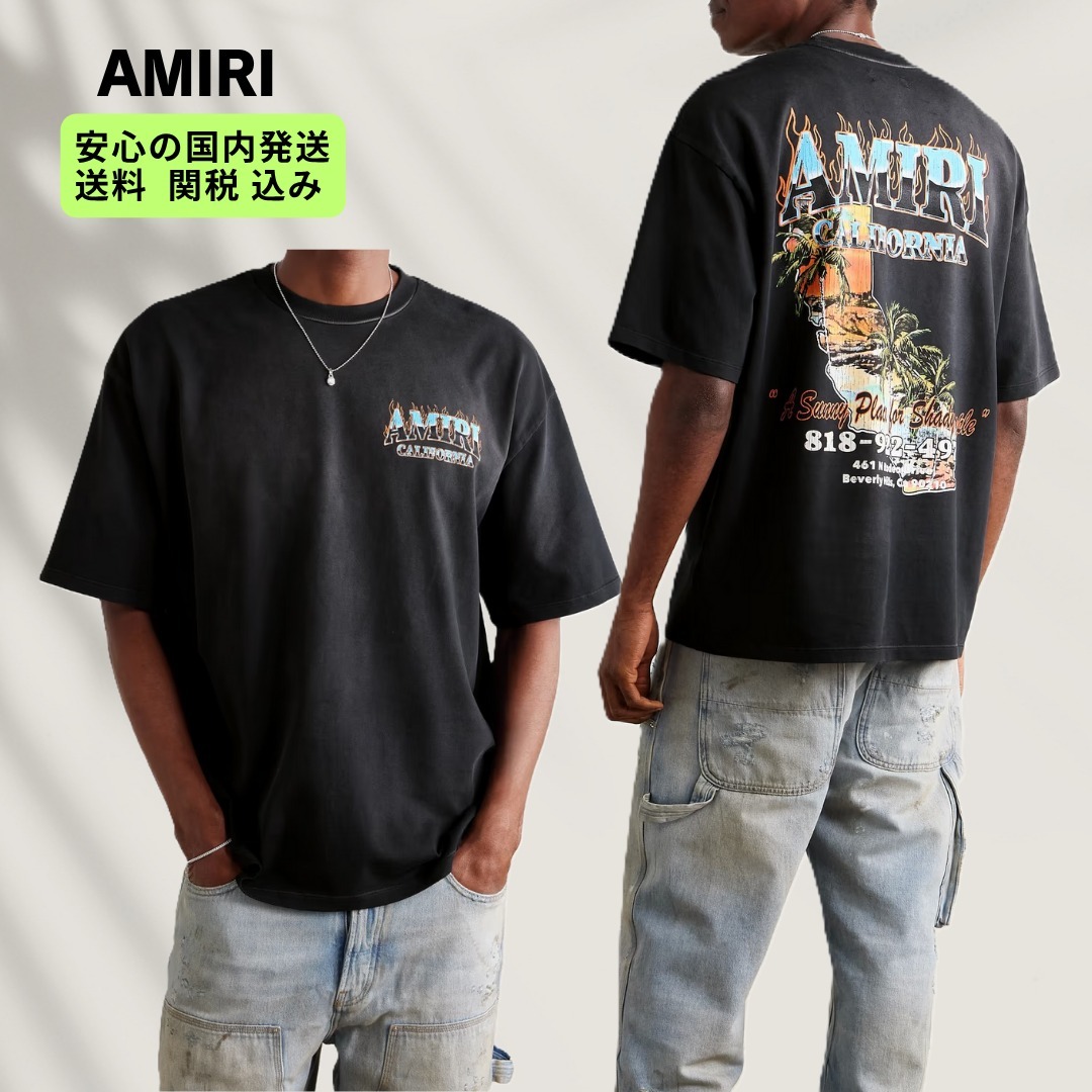 AMIRI ロゴ プリント コットンブレンド Tシャツ 半袖