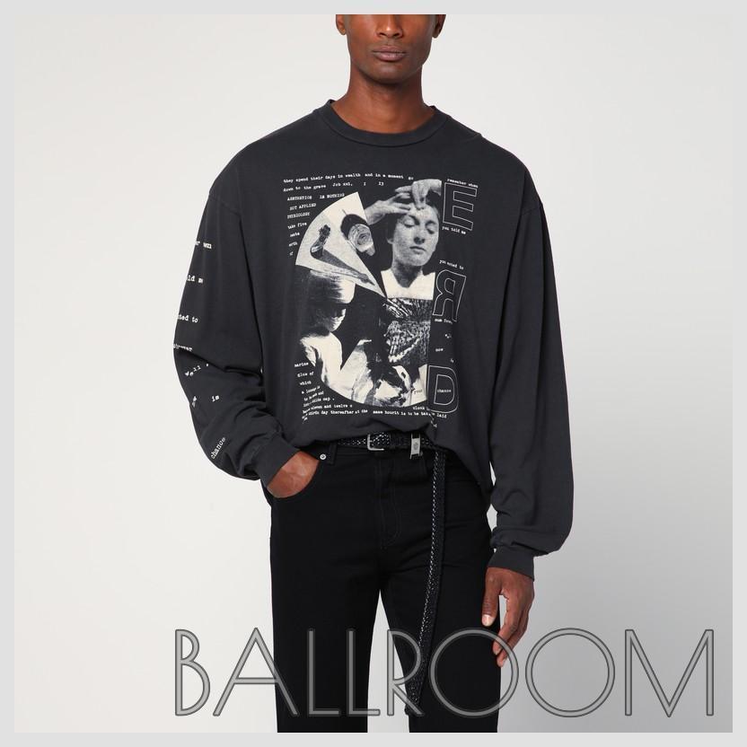 Tシャツ・カットソー ENFANTS RICHES DEPRIMES BLACK VINTAGE-EFFECT T-SHIRT