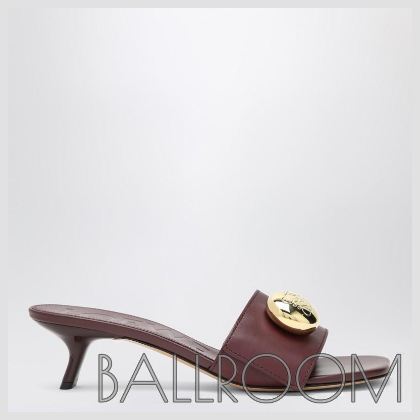 サンダル・ミュール LOEWE BORDEAUX CALF LEATHER SLIDE PEBBLE