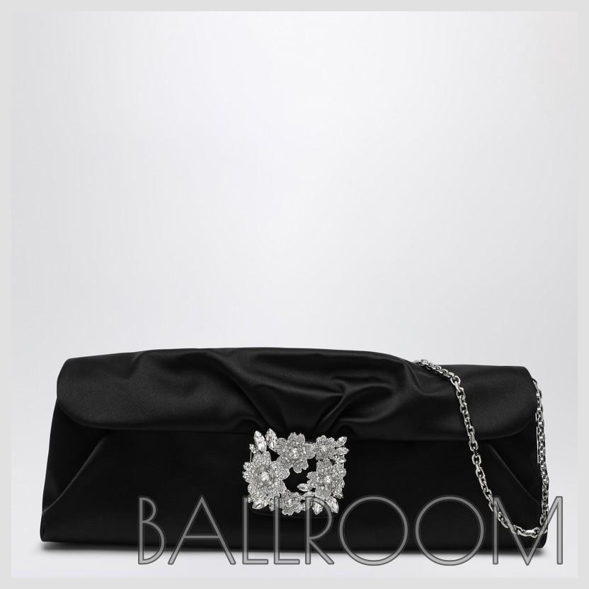 クラッチバッグ ROGER VIVIER BLACK SATIN EFFLORESCENCE CLUTCH BAG