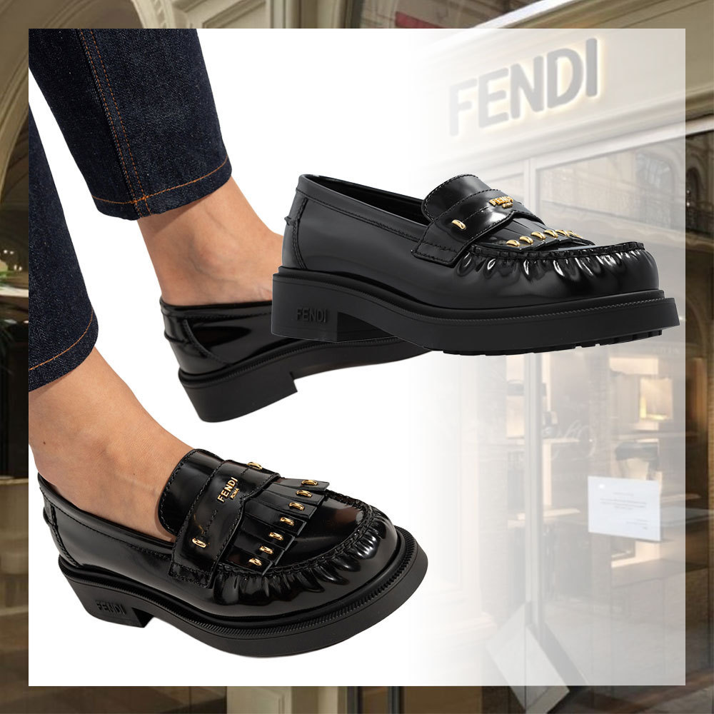 FENDI LEATHER SHOES TYPE LOAFERS ローファー シューズ ロゴ