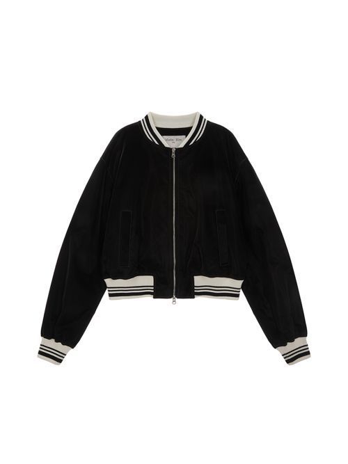 ブルゾン [MATINKIM]coating stadium jumper for women in black