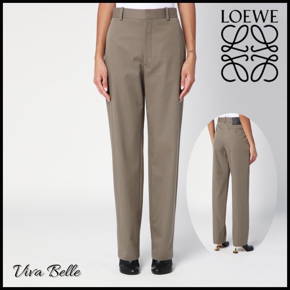【VIP価格！】LOEWE カーキブラウンのシルクとコットンのズボン