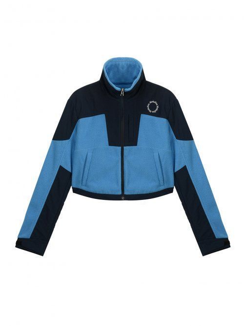 フリースジャケット [MATINKIM]fleece crop track jumper for women in blue
