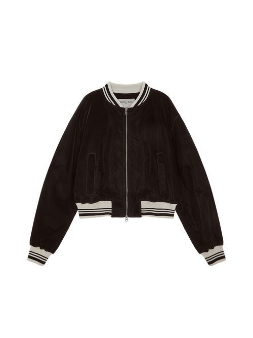 ブルゾン [MATINKIM]coating stadium jumper for women in dark brown