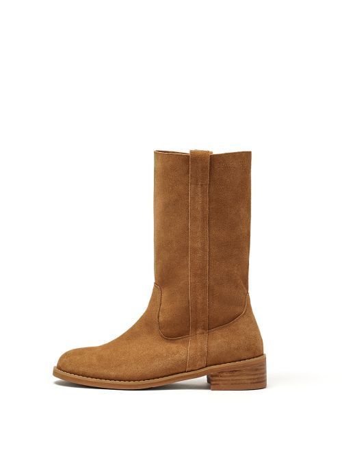 ミドルブーツ [MATINKIM]suede leather middle boots in camel
