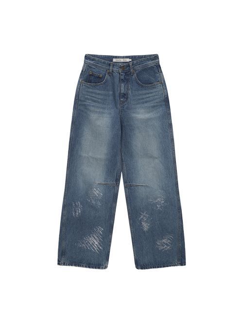 デニム・ジーパン [MATINKIM]foil detail denim baggy pants in blue
