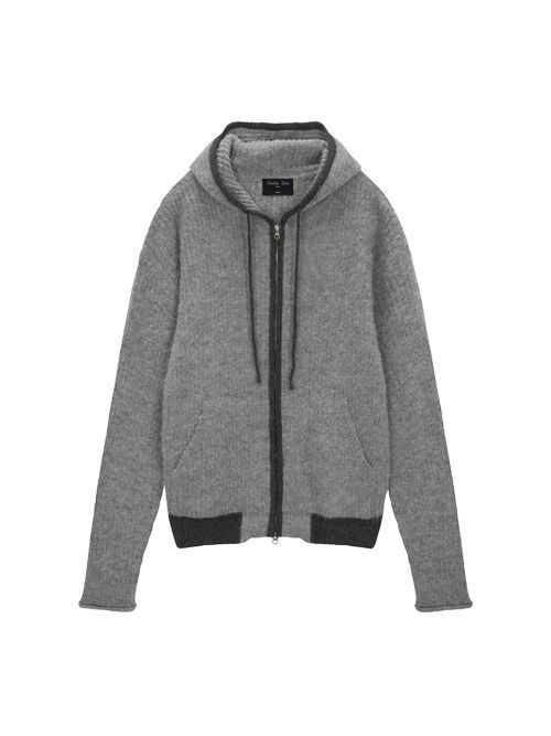 パーカー・フーディ [MATINKIM]brushed knit hoody zip up for men in gray